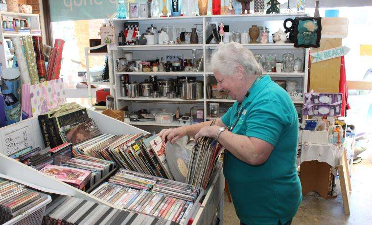 BCH San Remo Opportunity Shop Volunteer Joan Ray sorts records at the store, which raises funds for your health service.