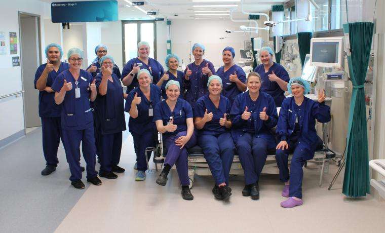 Some of the skilled and dedicated Perioperative Nurses at Bass Coast Health in the new recovery area of the Operating Suite at Wonthaggi Hospital.