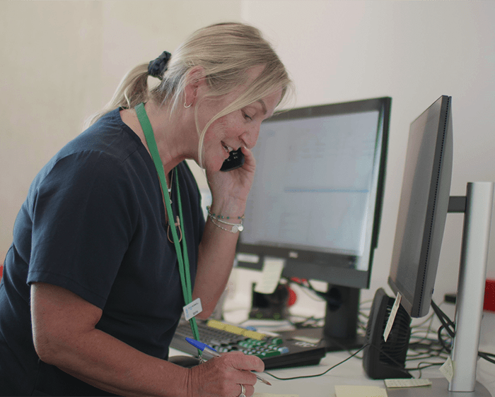 Switchboard operator takes an emergency code call